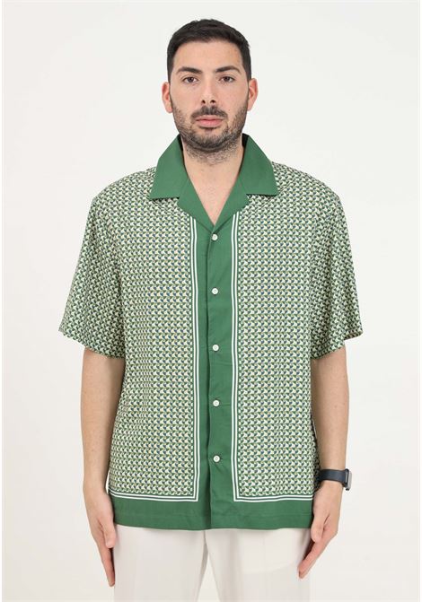 Green short-sleeved shirt for men with pattern SELECTED HOMME | 16093882Eden